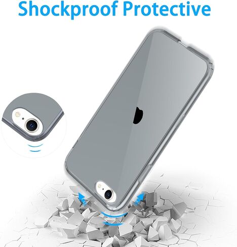 JJGoo متوافق مع حافظة iPhone SE 2022/2020، متوافقة مع iPhone 7 8، حافظة شفافة ناعمة وشفافة مقاومة للصدمات، غطاء هاتف رفيع ممتص للصدمات in Kuwait