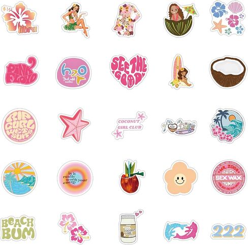 61 قطعة من ملصقات الفينيل المقاومة للماء لفتاة جوز الهند اللطيفة الكرتونية على الجدران وزجاجة المياه وحقيبة الهاتف ودراجة نارية للأطفال والبالغين والمراهقين وأعياد الميلاد والهالوين وديكور الحفلات in Kuwait