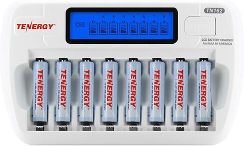 Tenergy AA بطارية قابلة للشحن وشاحن كومبو TN162 8-Bay Smart LCD AA/AAA NiMH/NiCd شاحن + 8 AA NiMH بطاريات قابلة للشحن in Saudi Arabia