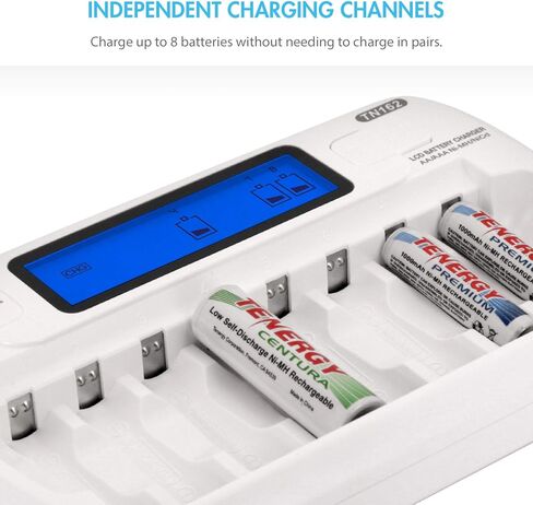 Tenergy AA بطارية قابلة للشحن وشاحن كومبو TN162 8-Bay Smart LCD AA/AAA NiMH/NiCd شاحن + 8 AA NiMH بطاريات قابلة للشحن in Saudi Arabia