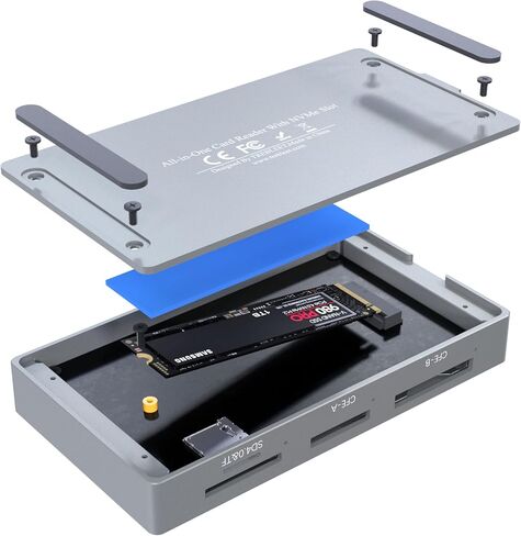 6-in-1 Professional Multi-Card Reader for CFexpress Type A & Type B, SDXC UHS-II, MicroSD – USB 3.2 Gen 2 (10Gbps) with Extra USB-A Hub Port & Auxiliary Power Support for Sony/Canon/Nikon/Mac/Windows in Kuwait