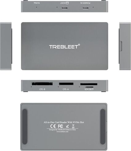 6-in-1 Professional Multi-Card Reader for CFexpress Type A & Type B, SDXC UHS-II, MicroSD – USB 3.2 Gen 2 (10Gbps) with Extra USB-A Hub Port & Auxiliary Power Support for Sony/Canon/Nikon/Mac/Windows in Kuwait