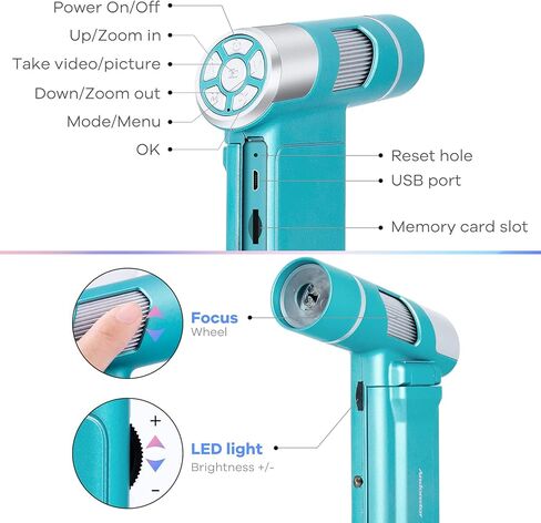 اندوستار مجهر رقمي AD203 بمنفذ USB 80-200X مع جيب بطاقة SD سعة 32GB للاطفال والكبار، ادوات مراقبة خارجية (ازرق) in Kuwait