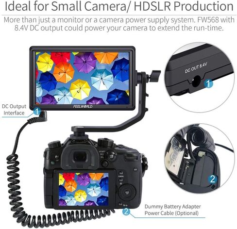 FEELWORLD FW568 5.5 inch DSLR Camera Video Monitor Field Peaking Focus Assist Small Full HD 1920x1080 IPS with 4K HDMI 8.4V DC Input Output Include Tilt Arm for Sony Canon Nikon in Saudi Arabia