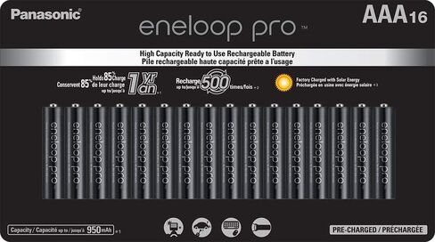 Eneloop Panasonic BK-4HCCA16FA pro AAA Rechargeable Batteries, 16 Pack & BK-3HCCA12FA pro AA Rechargeable Batteries, 12 Pack & Panasonic Battery Storage Cases, Obsidian Gray (Pack of 6) in Saudi Arabia
