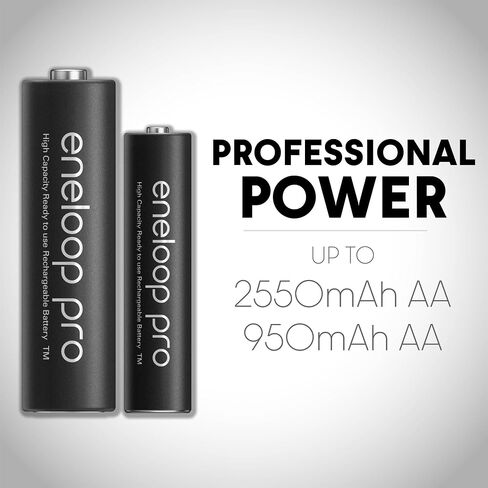 Eneloop Panasonic BK-4HCCA16FA pro AAA Rechargeable Batteries, 16 Pack & BK-3HCCA12FA pro AA Rechargeable Batteries, 12 Pack & Panasonic Battery Storage Cases, Obsidian Gray (Pack of 6) in Saudi Arabia