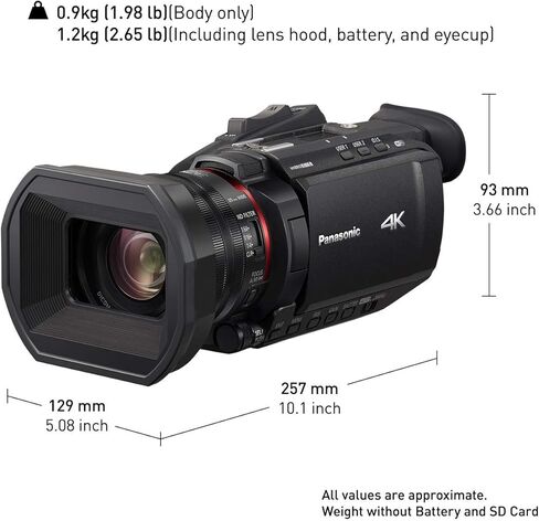 Panasonic X2000 4K Professional Camcorder with 24x Optical Zoom, WiFi HD Live Streaming, 3G SDI Output and VW-HU1 Detachable Handle, HC-X2000 (Renewed) in Kuwait