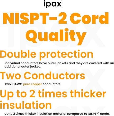Ipax 15ft Copper AC Power Cord Compatible with for VIZIO TV D40-D1 D24-D1 D32f-E1 D32H-C0 D32H-D1 D32hn-D0 D32hn-D1 D32X-D1 D39H-D0 D39hn-E0 D40U-D1 D43-C1 D43-D1 D43f-E1 D48-D0 D50-D1 D50U-D1 D58U-D3 in Saudi Arabia