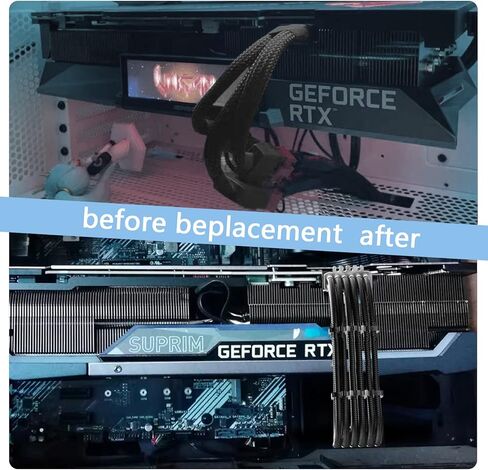 SYBECHATF RTX 4090 4080 4070TI 16Pin(12+4) to 4x8Pin PCI-E 5.0 Sleeved Extension Cable,12Pin to 4x8Pin Compatible 4090 4080 4070TI Series and RTX3090ti,14inch with Cable Combs (16AWG/White) in Kuwait