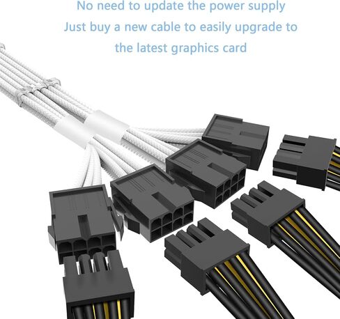 SYBECHATF RTX 4090 4080 4070TI 16Pin(12+4) to 4x8Pin PCI-E 5.0 Sleeved Extension Cable,12Pin to 4x8Pin Compatible 4090 4080 4070TI Series and RTX3090ti,14inch with Cable Combs (16AWG/White) in Kuwait