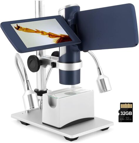 اندوستار مجهر رقمي AD203S بمنفذ HDMI مع جيب بطاقة SD سعة 32GB للبالغين من ادوات المراقبة الخارجية، حامل معدني مطور 8.6 انش (ازرق داكن) in Kuwait