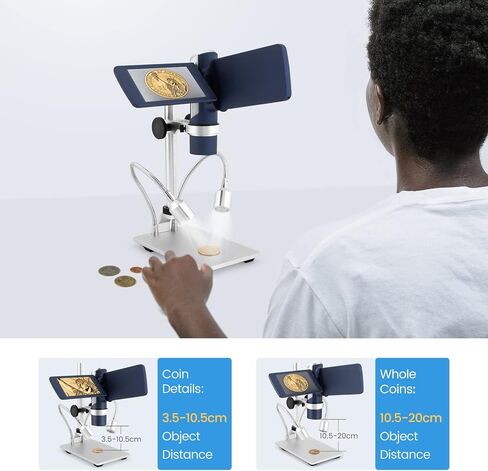 اندوستار مجهر رقمي AD203S بمنفذ HDMI مع جيب بطاقة SD سعة 32GB للبالغين من ادوات المراقبة الخارجية، حامل معدني مطور 8.6 انش (ازرق داكن) in Kuwait