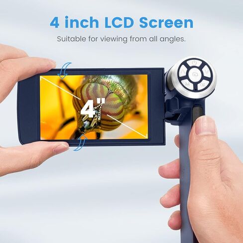 اندوستار مجهر رقمي AD203S بمنفذ HDMI مع جيب بطاقة SD سعة 32GB للبالغين من ادوات المراقبة الخارجية، حامل معدني مطور 8.6 انش (ازرق داكن) in Kuwait