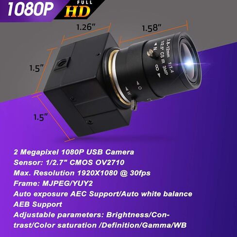 كاميرا USB بعدسة متغيرة البؤرة 2.8-12 ملم عالية fps VGA 100fps USB مع كاميرا 1080P USB حامل CS كاميرا ويب 2MP HD مع مستشعر سيموس OV2710 كاميرات ويب UVC لكاميرا لينكس ويندوز in Kuwait