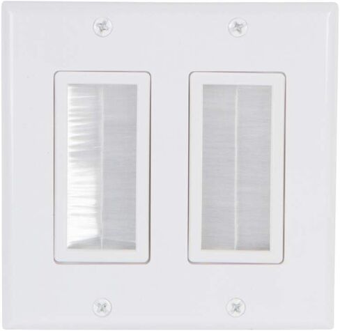 لوحة حائط بفرشاة مزدوجة من نقطة المشتري | غطاء منفذ مدرج من UL، خافي عيوب مثالي للتلفزيون المثبت على الحائط، وأجهزة الكمبيوتر المخصصة للألعاب، وأجهزة ألعاب الفيديو وأنظمة المسرح المنزلي (أبيض/عاجي) - 25 عبوة in Kuwait