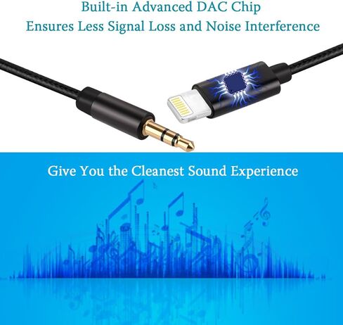 Aux Cord for iPhone Lightning to 3.5mm Car Aux Cable MFi Certified 3.5mm Headphone Jack Adapter Male Auxiliary Stereo Audio Cable Compatible with iPhone 14/14Pro/13/13 Pro/13 Pro Max/12/12 Pro Max in Kuwait