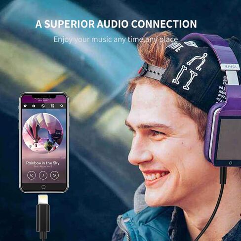 Aux Cord for iPhone Lightning to 3.5mm Car Aux Cable MFi Certified 3.5mm Headphone Jack Adapter Male Auxiliary Stereo Audio Cable Compatible with iPhone 14/14Pro/13/13 Pro/13 Pro Max/12/12 Pro Max in Kuwait