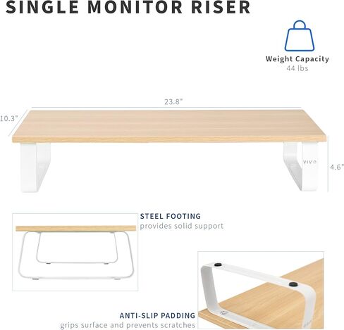 VIVO 24 inch Monitor Stand, Wood and Steel Desktop Riser, Screen, Keyboard, Laptop, Small TV, Ergonomic Desk and Tabletop Organizer, Light Wood, STAND-V000WM in Kuwait