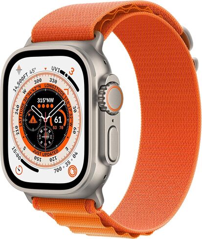 Apple Watch Ultra [GPS + Cellular 49mm] Titanium Case with Midnight Ocean Band, One Size (Renewed) in Kuwait
