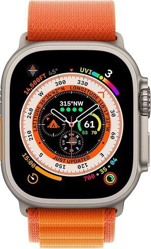 Apple Watch Ultra [GPS + Cellular 49mm] Titanium Case with Midnight Ocean Band, One Size (Renewed) in Kuwait