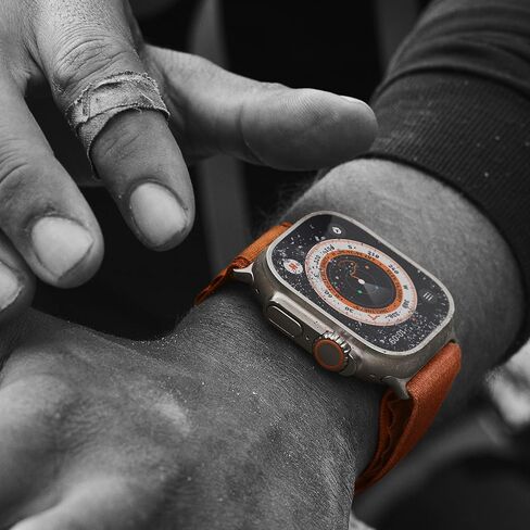 Apple Watch Ultra [GPS + Cellular 49mm] Titanium Case with Midnight Ocean Band, One Size (Renewed) in Kuwait