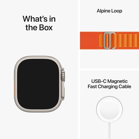 Apple Watch Ultra [GPS + Cellular 49mm] Titanium Case with Midnight Ocean Band, One Size (Renewed) in Kuwait