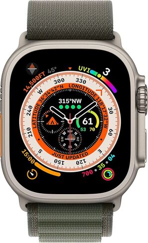 Apple Watch Ultra [GPS + Cellular 49mm] هيكل من التيتانيوم مع حزام Midnight Ocean، مقاس واحد (متجدد) in Saudi Arabia