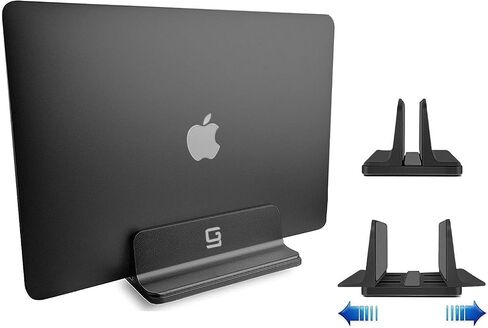 Vertical Laptop Stand for Desk [Adjustable] Sturdy Aluminum Dock Fits All Laptops (up to 20.3 inches) Space Saving, Modern Compact Holder, Compatible with MacBook Pro/Air, Surface, HP, Dell (Black) in Kuwait