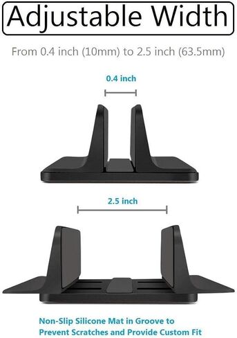 Vertical Laptop Stand for Desk [Adjustable] Sturdy Aluminum Dock Fits All Laptops (up to 20.3 inches) Space Saving, Modern Compact Holder, Compatible with MacBook Pro/Air, Surface, HP, Dell (Black) in Kuwait