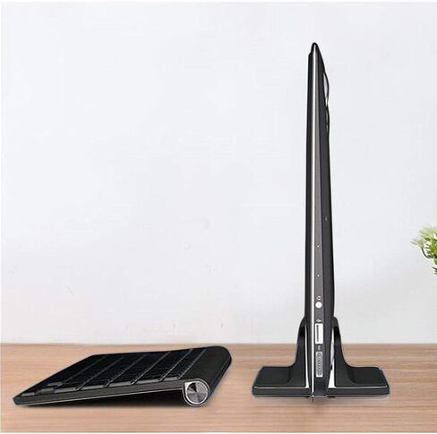 Vertical Laptop Stand for Desk [Adjustable] Sturdy Aluminum Dock Fits All Laptops (up to 20.3 inches) Space Saving, Modern Compact Holder, Compatible with MacBook Pro/Air, Surface, HP, Dell (Black) in Kuwait