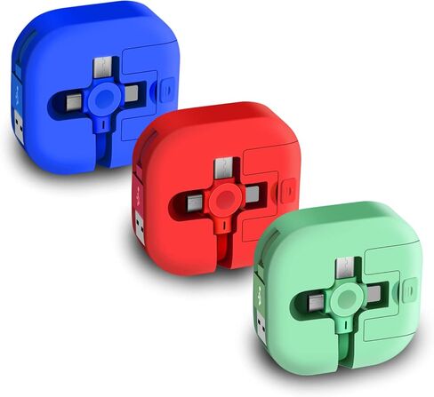 سلك كابل شحن ثلاثة في واحد من Gartmost. كابل شحن 3 في 1 قابل للسحب. متوافق مع USB C (Type-C)/Micro USB/IP، متوافق مع الهاتف، Android، الكمبيوتر اللوحي (أخضر) in Kuwait