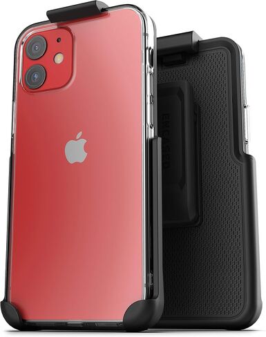 حافظة خلفية شفافة مغلفة مع حافظة متوافقة مع غطاء بمشبك حزام لهاتف iPhone 12 وممتص للصدمات رفيع in Saudi Arabia