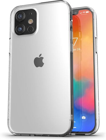 حافظة خلفية شفافة مغلفة مع حافظة متوافقة مع غطاء بمشبك حزام لهاتف iPhone 12 وممتص للصدمات رفيع in Saudi Arabia