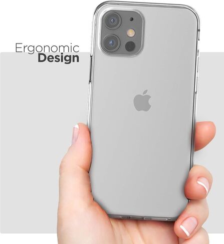 حافظة خلفية شفافة مغلفة مع حافظة متوافقة مع غطاء بمشبك حزام لهاتف iPhone 12 وممتص للصدمات رفيع in Saudi Arabia
