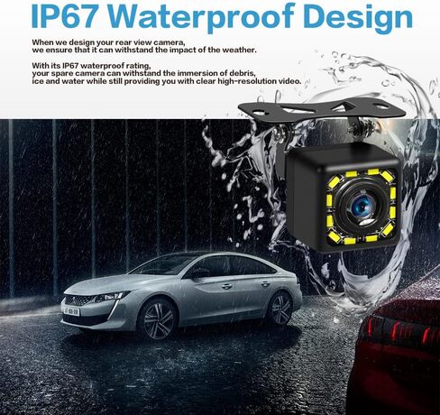 Car Backup Camera,Universal 12LED Backup Camera, 170 Viewing Angle Long License Plate Frame Camera Waterproof Rear Camera with HD Night Vision,Reverse Assist Camera,Fit for Most Cars, SUV, Trucks, RV in Kuwait