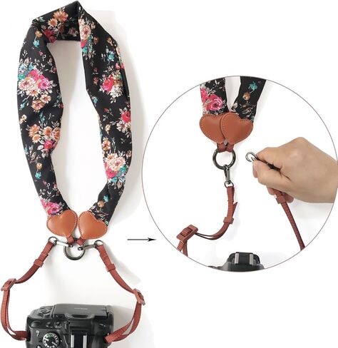 Alled Camera Neck Shoulder Belt Strap, Chevron Scarf Vintage Print Soft Coloful Camera Straps for Women/Men for DSLR/SLR/Nikon/Canon/Sony/Olympus/Samsung/Pentax ETC in Saudi Arabia