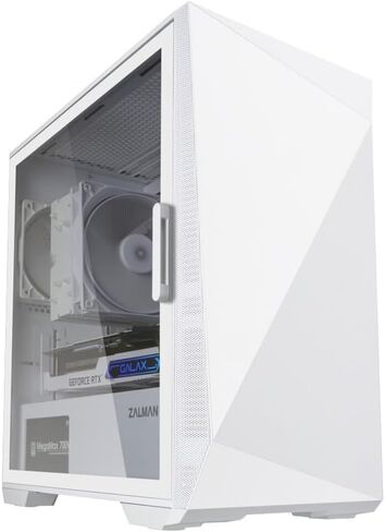 حافظات كمبيوتر الألعاب Zalman Z1 Iceberg mATX Mini Tower، لوحة جانبية مفصلية وزجاج مقسى، 3X مراوح مثبتة مسبقًا، USB 3.0 (أبيض) in Kuwait