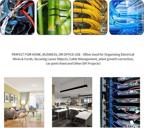 600 قطعة أسود قياسي ذاتي الإغلاق من النايلون أربطة بسحاب للكبل أحجام متنوعة 4/6/8/10/12 بوصة مع كابل تثبيت in Kuwait