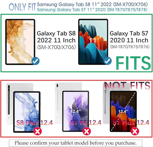 REAL-EAGLE Galaxy Tab S8 2022/ S7 2020 11 Inch Backlit Keyboard Case, 7 Color Backlight Detachable Wireless Keyboard with Filo Case Fit Samsung Galaxy Tab S8/ S7 SM-X700/X706/T870/T875/T876,Black in Kuwait