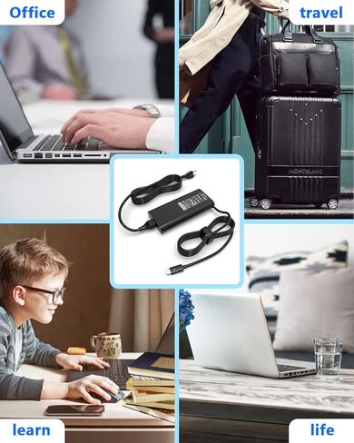 130W Dell Laptop Charger USB C Type C AC Adapter Replacement for Dell XPS 15 17 2in1 9575 9500 9700 Precision 5530 2in1 5550 5750 3560 Latitude 7410 7310 7210 9410 9510 5420 5520 5510 Power Cord in Kuwait