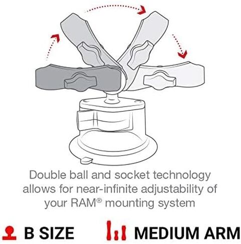 رام ماونتس RAM-B-166-UN8U X-Grip مع قاعدة تثبيت بالشفط بقفل ملتوي للتابلت مقاس 7 انش - 8 انش مع ذراع متوسط للزجاج الامامي للسيارة in Saudi Arabia