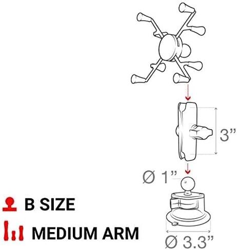 رام ماونتس RAM-B-166-UN8U X-Grip مع قاعدة تثبيت بالشفط بقفل ملتوي للتابلت مقاس 7 انش - 8 انش مع ذراع متوسط للزجاج الامامي للسيارة in Saudi Arabia