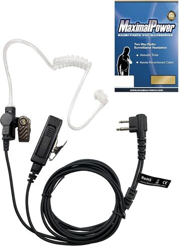 MaximalPower Surveillance Headset Earpiece PTT Mic Compatible for Motorola 2-Pin Radios (10 Pack) in Saudi Arabia