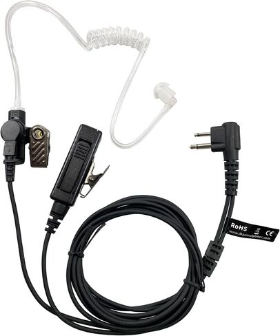 MaximalPower Surveillance Headset Earpiece PTT Mic Compatible for Motorola 2-Pin Radios (10 Pack) in Saudi Arabia