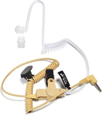 HYS 1-Wire Surveillance Receiver/Listen ONLY Earpiece, Security Headset with Clear Acoustic Coil Tube Earbud Audio Kit W/Mushroom Tip for 3.5mm Audio Jacks Radio and Remote Speaker Mic, Black in Saudi Arabia