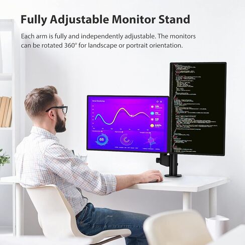 ذراع شاشة مزدوج من BEWISER، حامل شاشة قابل للتعديل لشاشة مقاس 13-32 بوصة، ارتفاع قابل للتعديل، سعة وزن تصل إلى 22 رطلاً in Kuwait