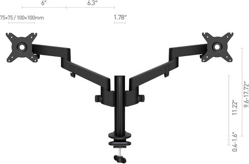 ذراع شاشة مزدوج من BEWISER، حامل شاشة قابل للتعديل لشاشة مقاس 13-32 بوصة، ارتفاع قابل للتعديل، سعة وزن تصل إلى 22 رطلاً in Kuwait