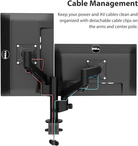 ذراع شاشة مزدوج من BEWISER، حامل شاشة قابل للتعديل لشاشة مقاس 13-32 بوصة، ارتفاع قابل للتعديل، سعة وزن تصل إلى 22 رطلاً in Kuwait