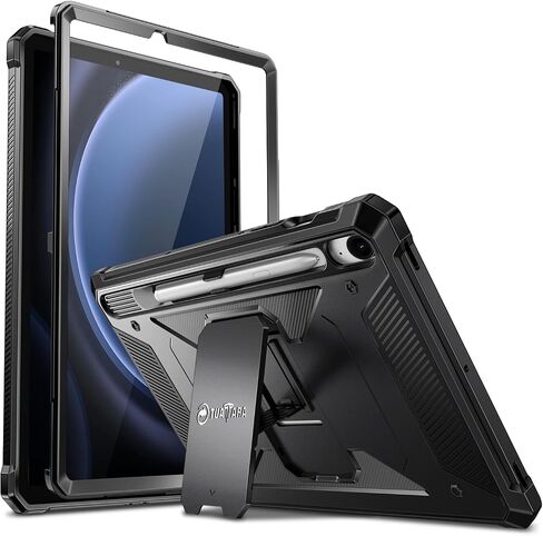Fintie Shockproof Case for Samsung Galaxy Tab S9 FE 5G 10.9 Inch/Galaxy Tab S9 11 Inch 2023, Tuatara Rugged Unibody Hybrid Full Protective Bumper Kickstand Cover Built-in Screen Protector, Black in Saudi Arabia
