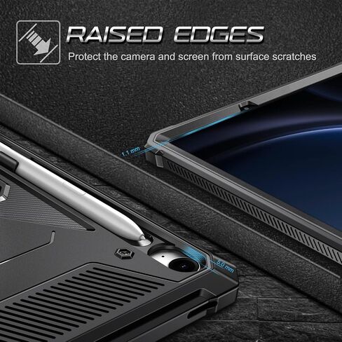Fintie Shockproof Case for Samsung Galaxy Tab S9 FE 5G 10.9 Inch/Galaxy Tab S9 11 Inch 2023, Tuatara Rugged Unibody Hybrid Full Protective Bumper Kickstand Cover Built-in Screen Protector, Black in Saudi Arabia